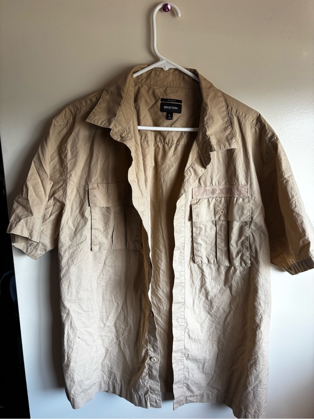 Brixton Short-Sleeve Field Shirt Jacket in Beige